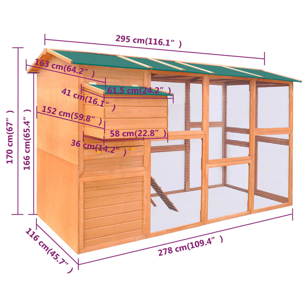 Chicken Coop Wood 116"x64.2"x67"