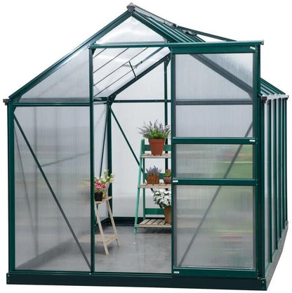 10' x 6' x 7' Aluminum Polycarbonate Walk-In Garden Greenhouse UV-Resistant